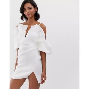 ASOS DESIGN ruffle detail cold shoulder mini dress